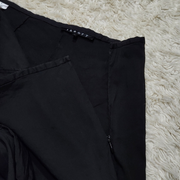 Theory Linen Blend Black Wide Leg Dress Pants Womens Sz 12 Professional Office - Picture 8 of 10